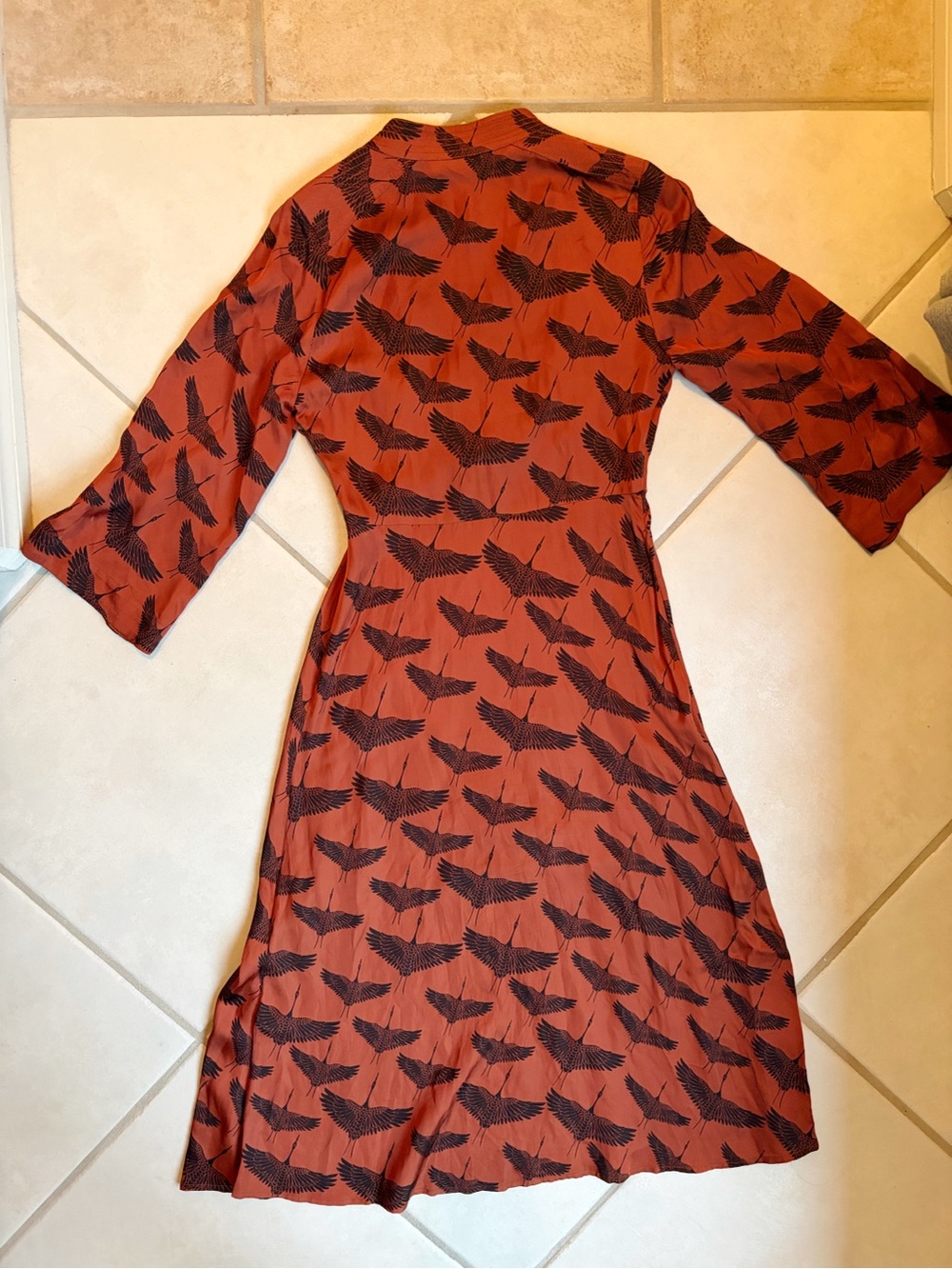 Sandro Orange Crane Midi Dress - Picture 2 of 3